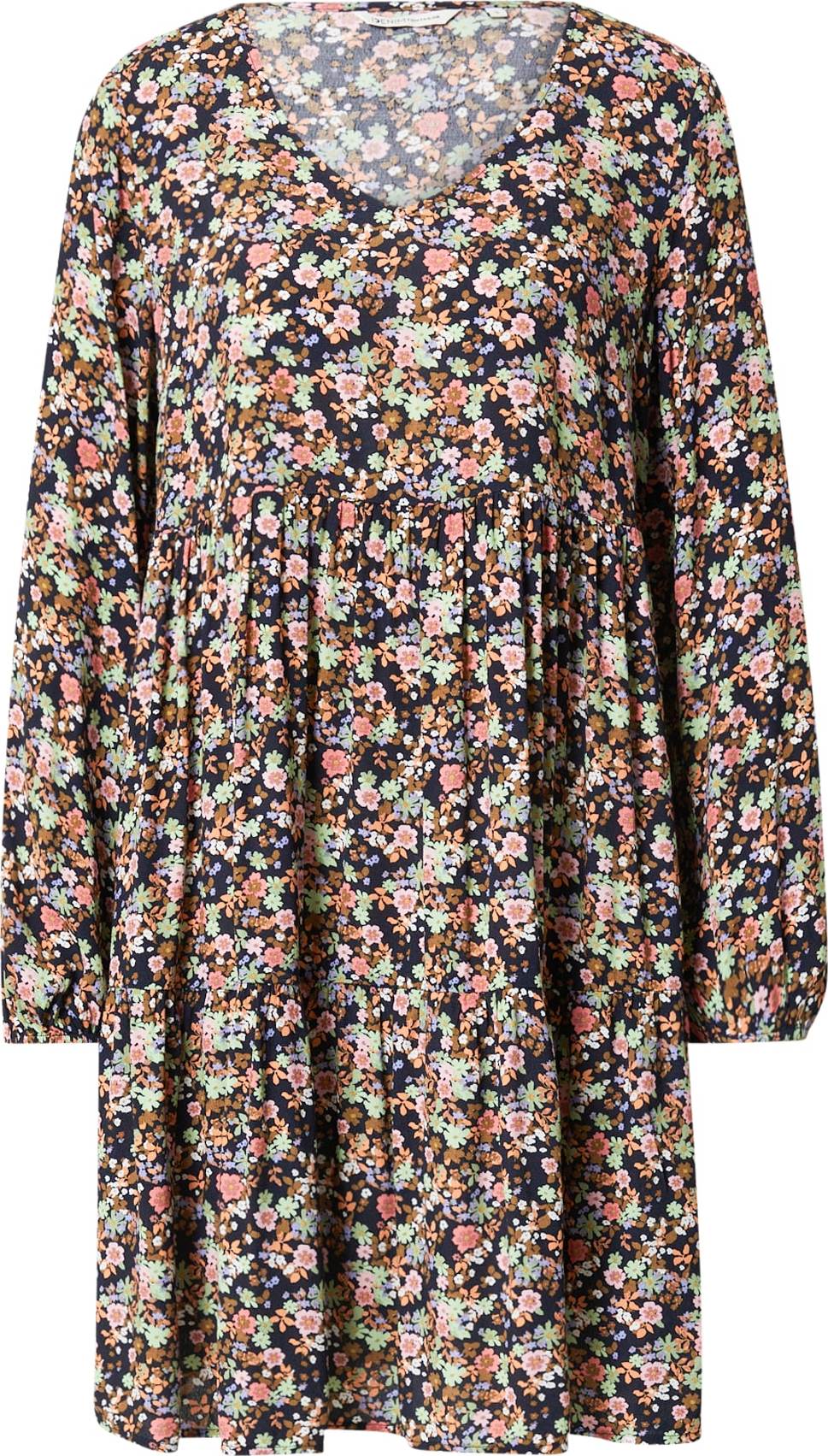 TOM TAILOR DENIM Šaty tmavě modrá / mátová / oranžová / růžová