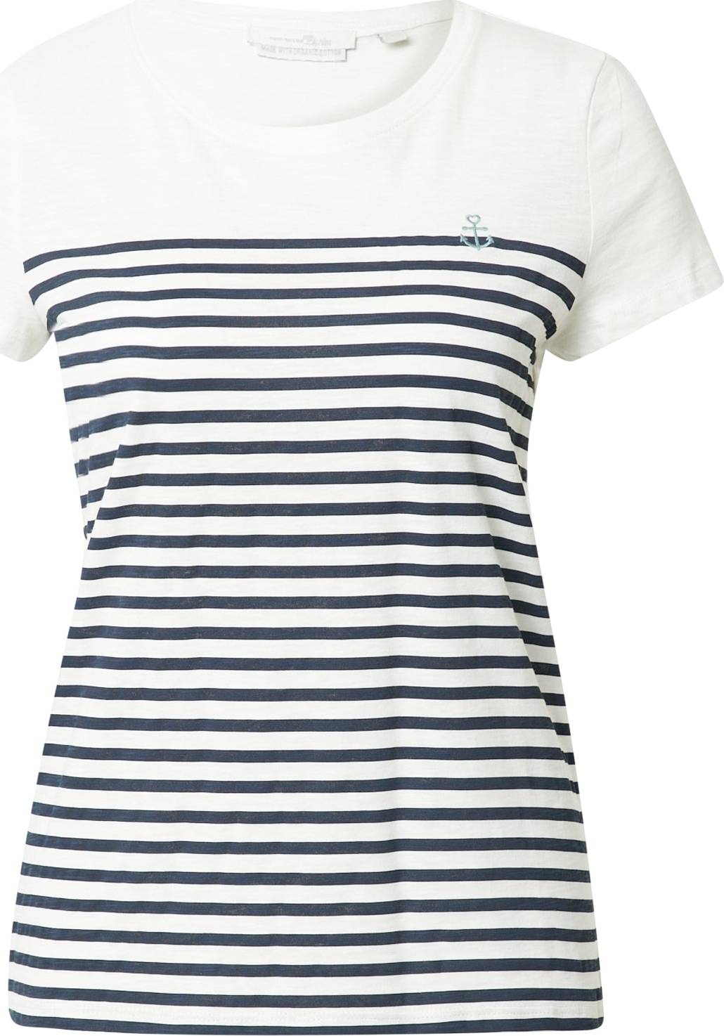 TOM TAILOR DENIM Tričko marine modrá / bílá