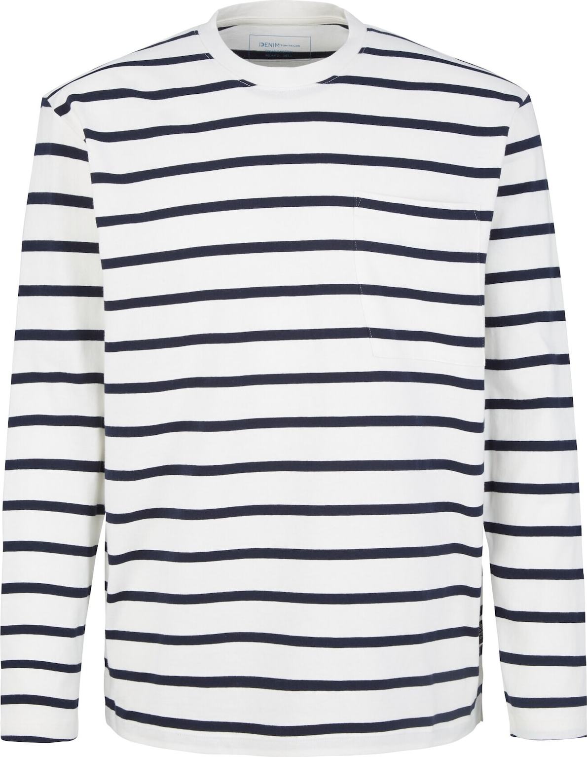 TOM TAILOR DENIM Tričko námořnická modř / bílá