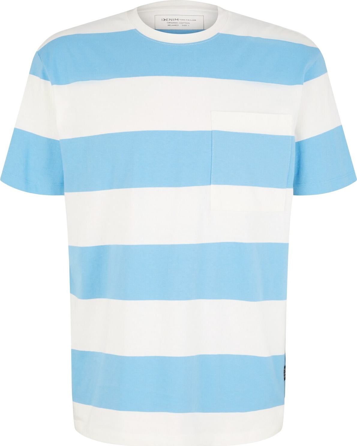 TOM TAILOR DENIM Tričko světlemodrá / bílá