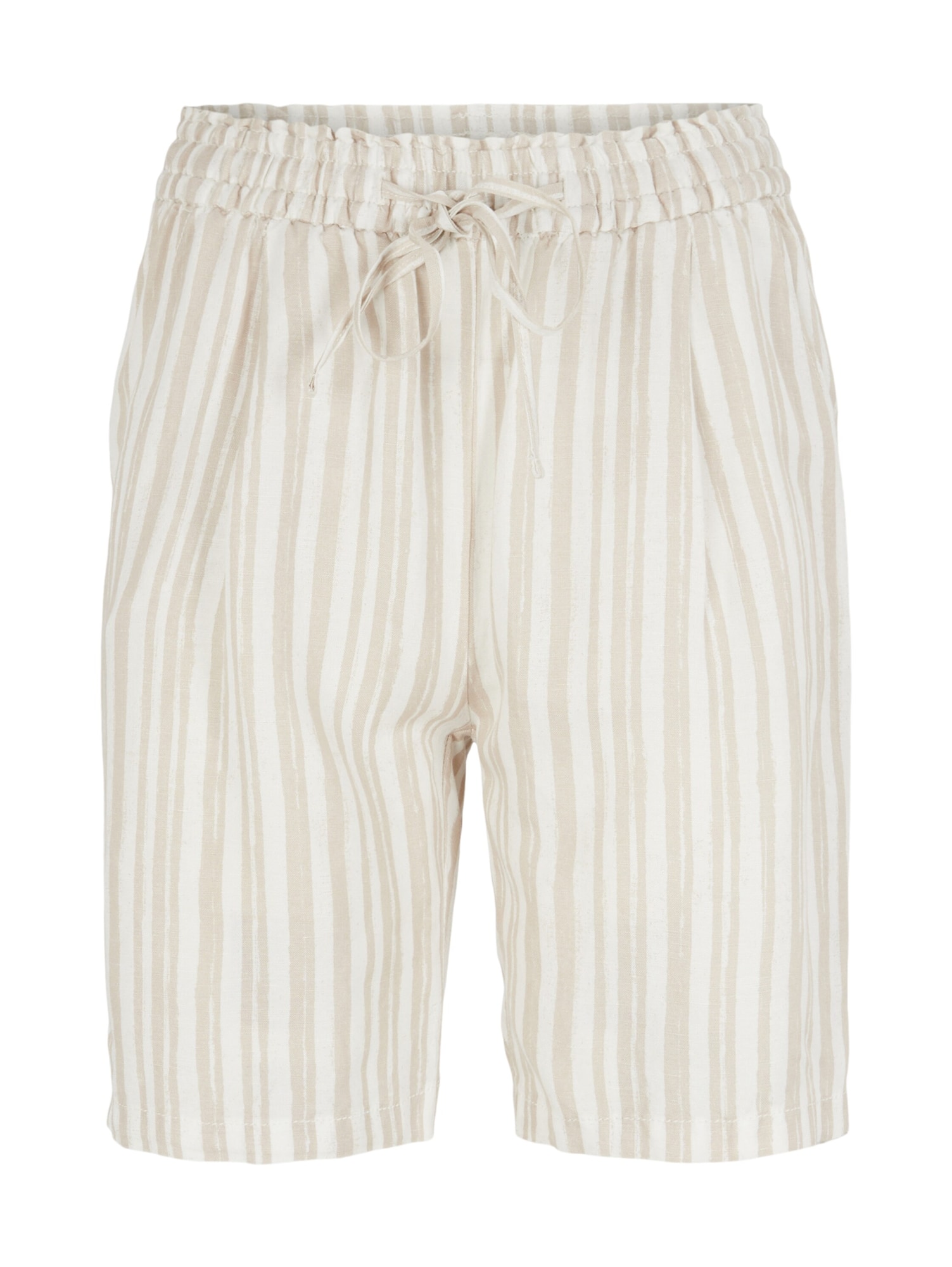 TOM TAILOR Kalhoty se sklady v pase béžová / bílá
