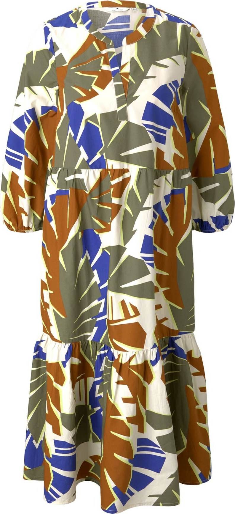 TOM TAILOR Košilové šaty námořnická modř / hnědá / khaki / bílá