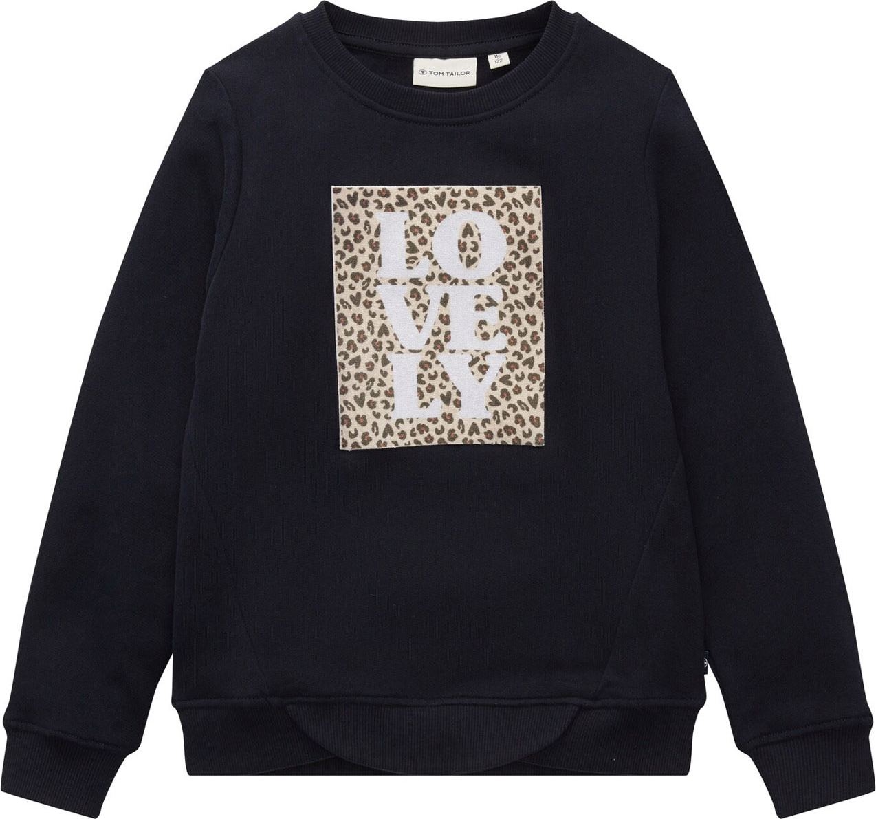 TOM TAILOR Mikina světle béžová / námořnická modř / hnědá / bílá