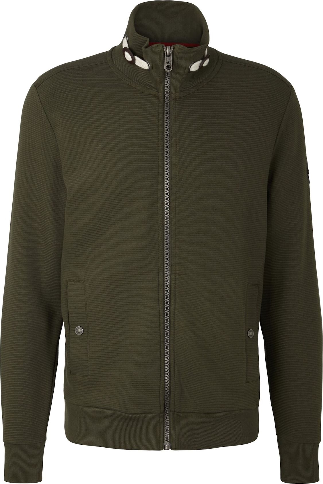 TOM TAILOR Mikina tmavě zelená / bílá