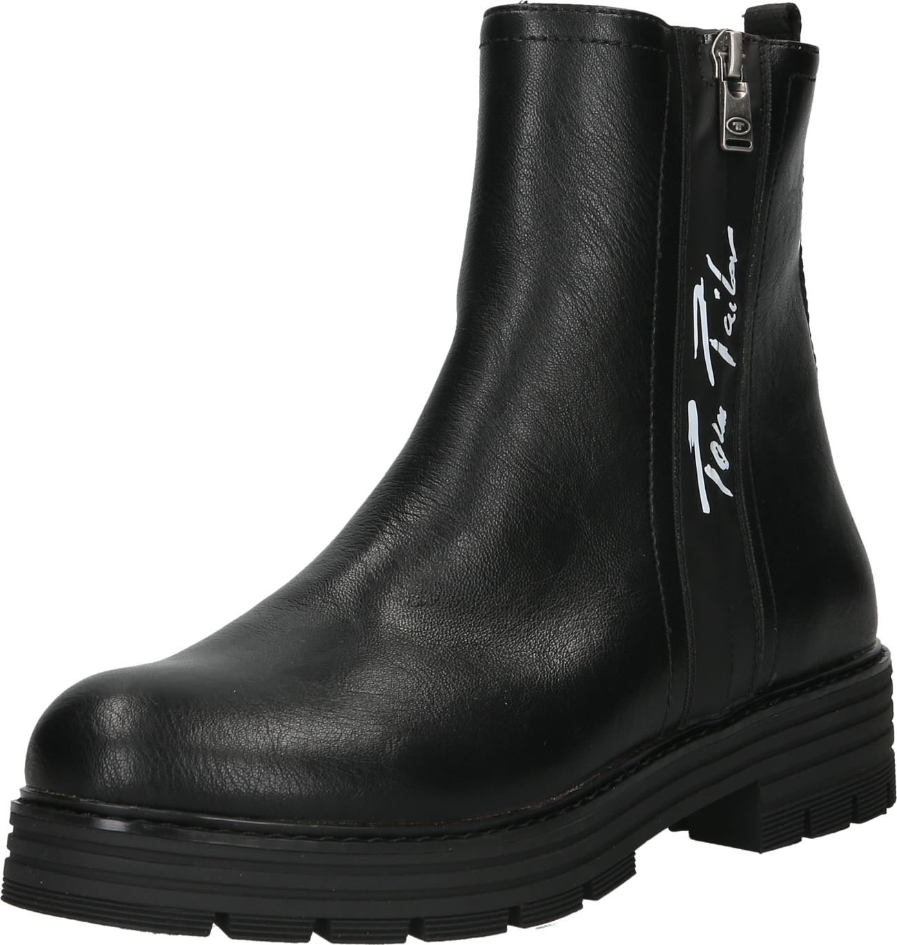 TOM TAILOR Nízké kozačky černá / bílá