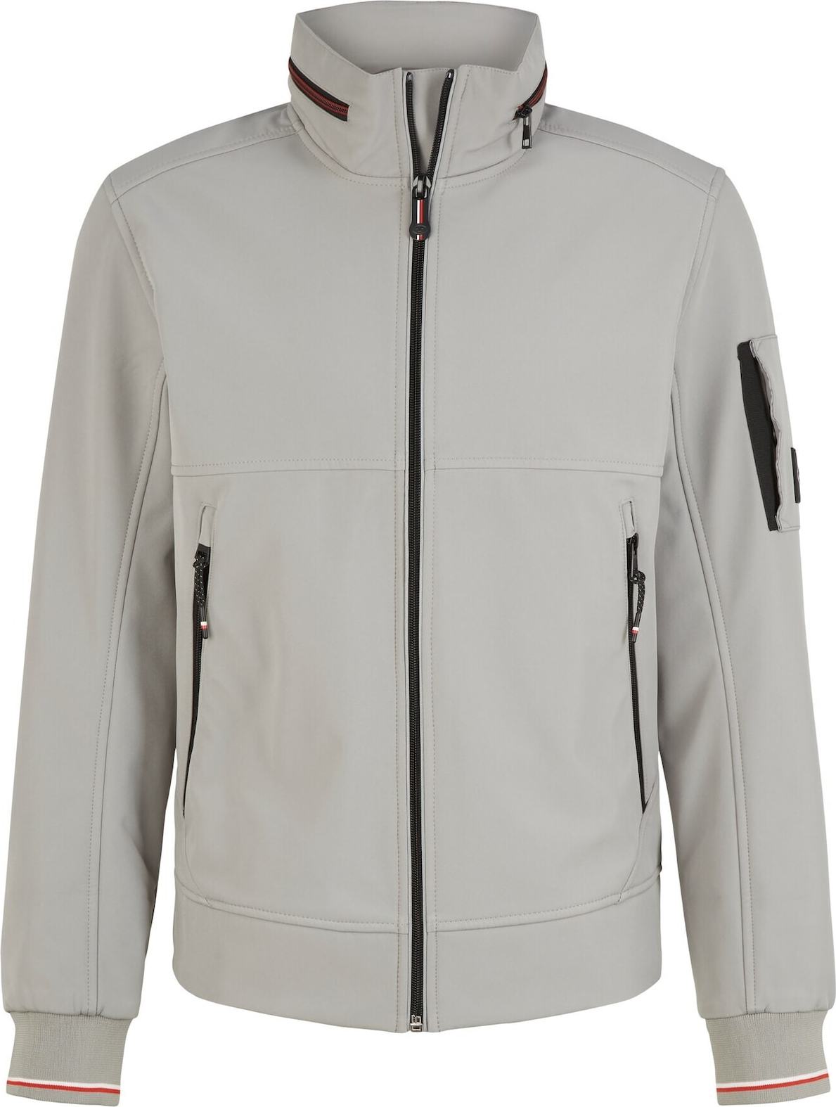 TOM TAILOR Přechodná bunda šedá / červená / černá / bílá