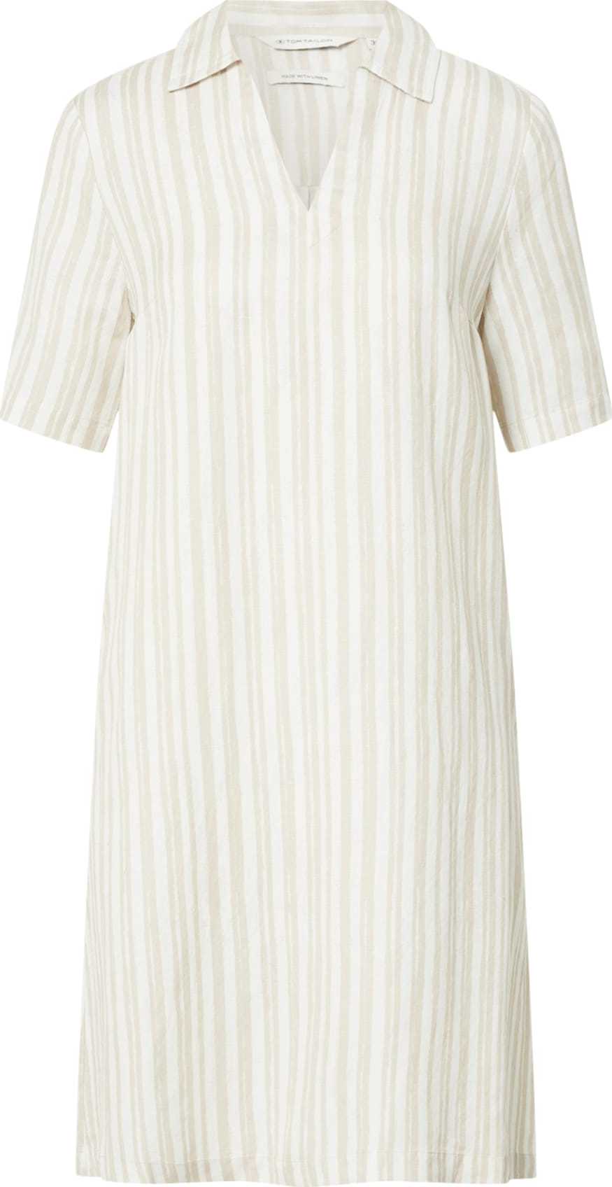 TOM TAILOR Šaty béžová / bílá