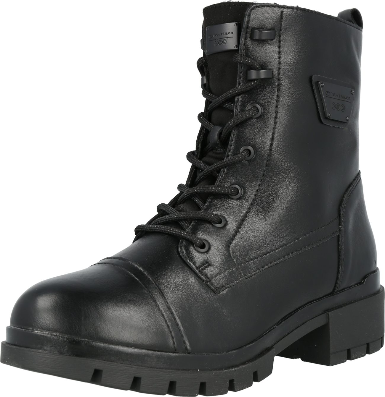 TOM TAILOR Šněrovací kozačky černá