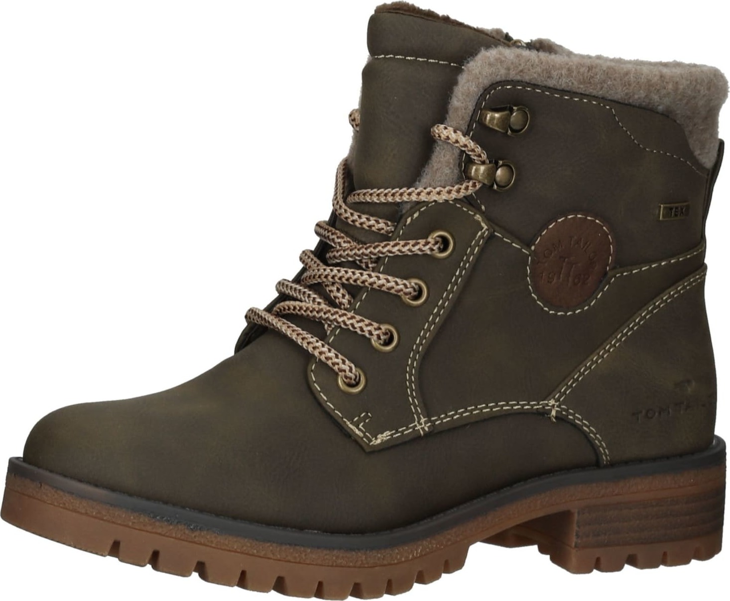 TOM TAILOR Šněrovací kozačky hnědá