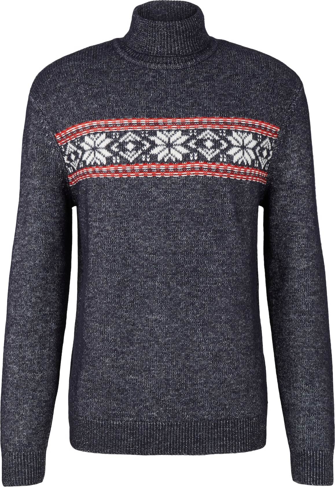 TOM TAILOR Svetr noční modrá / světle červená / bílá