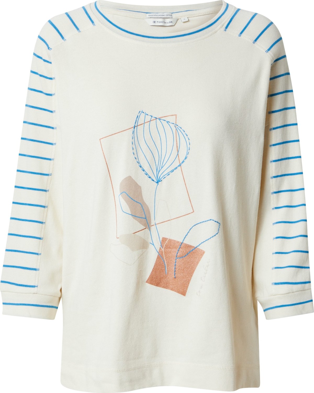 TOM TAILOR Tričko krémová / světlemodrá / rezavě hnědá / světle hnědá