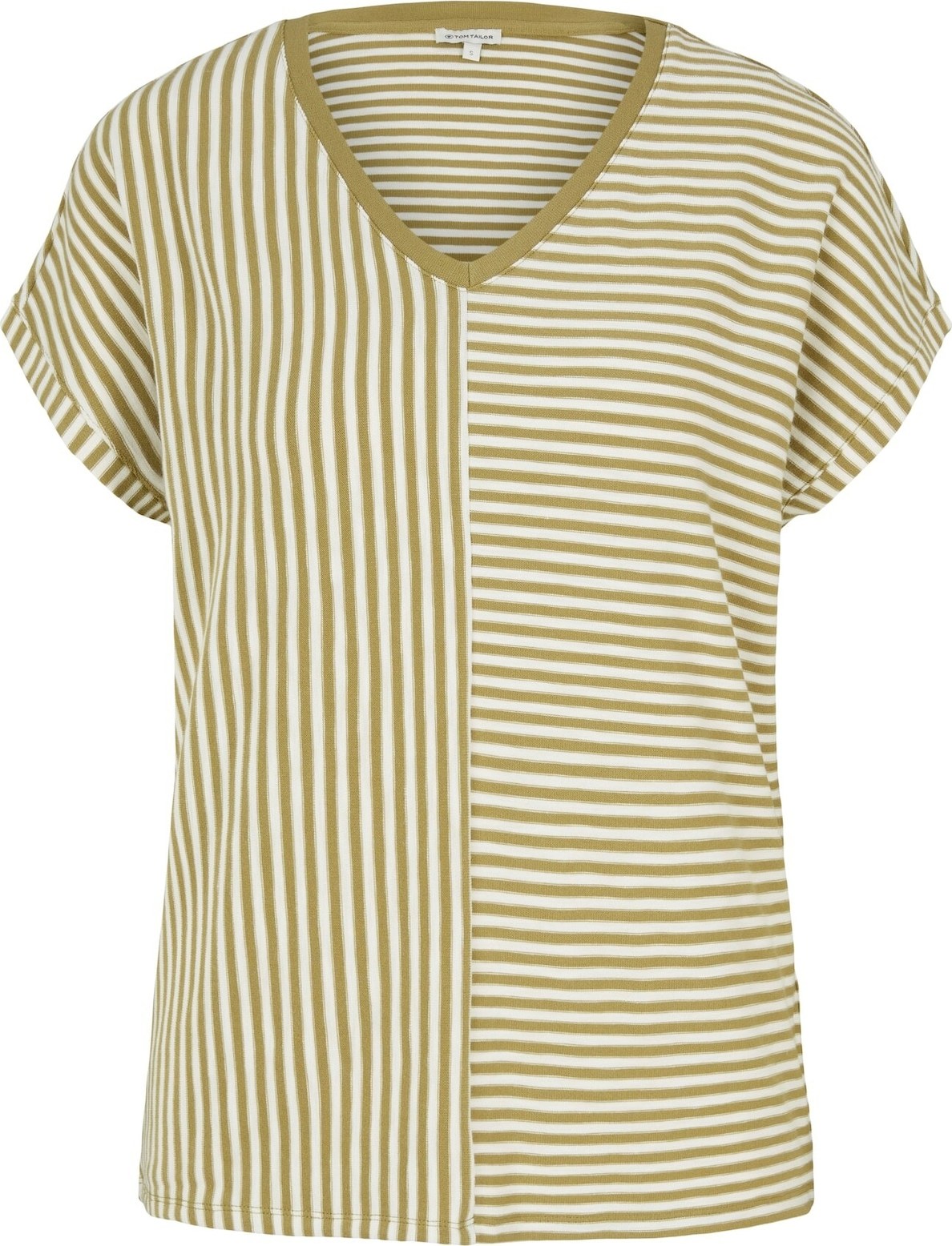 TOM TAILOR Tričko olivová / bílá