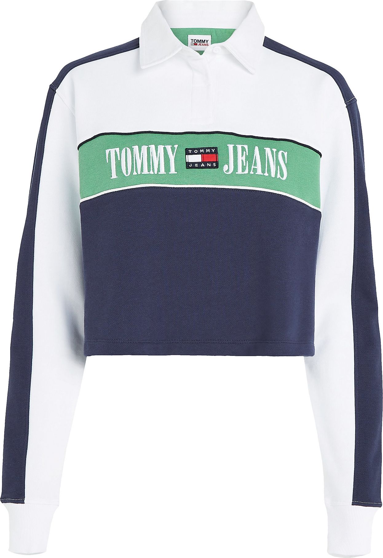 Tommy Jeans Mikina námořnická modř / zelená / bílá