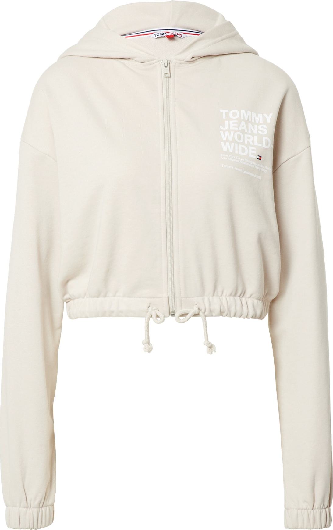 Tommy Jeans Mikina režná / marine modrá / červená / bílá