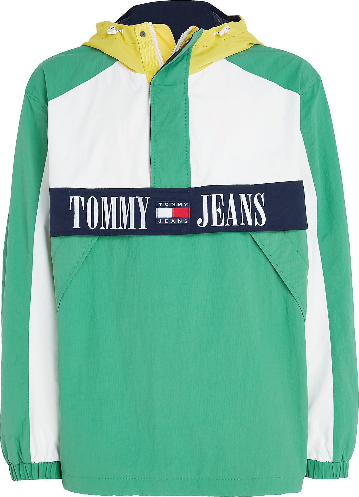 Tommy Jeans Přechodná bunda marine modrá / světle žlutá / zelená / bílá
