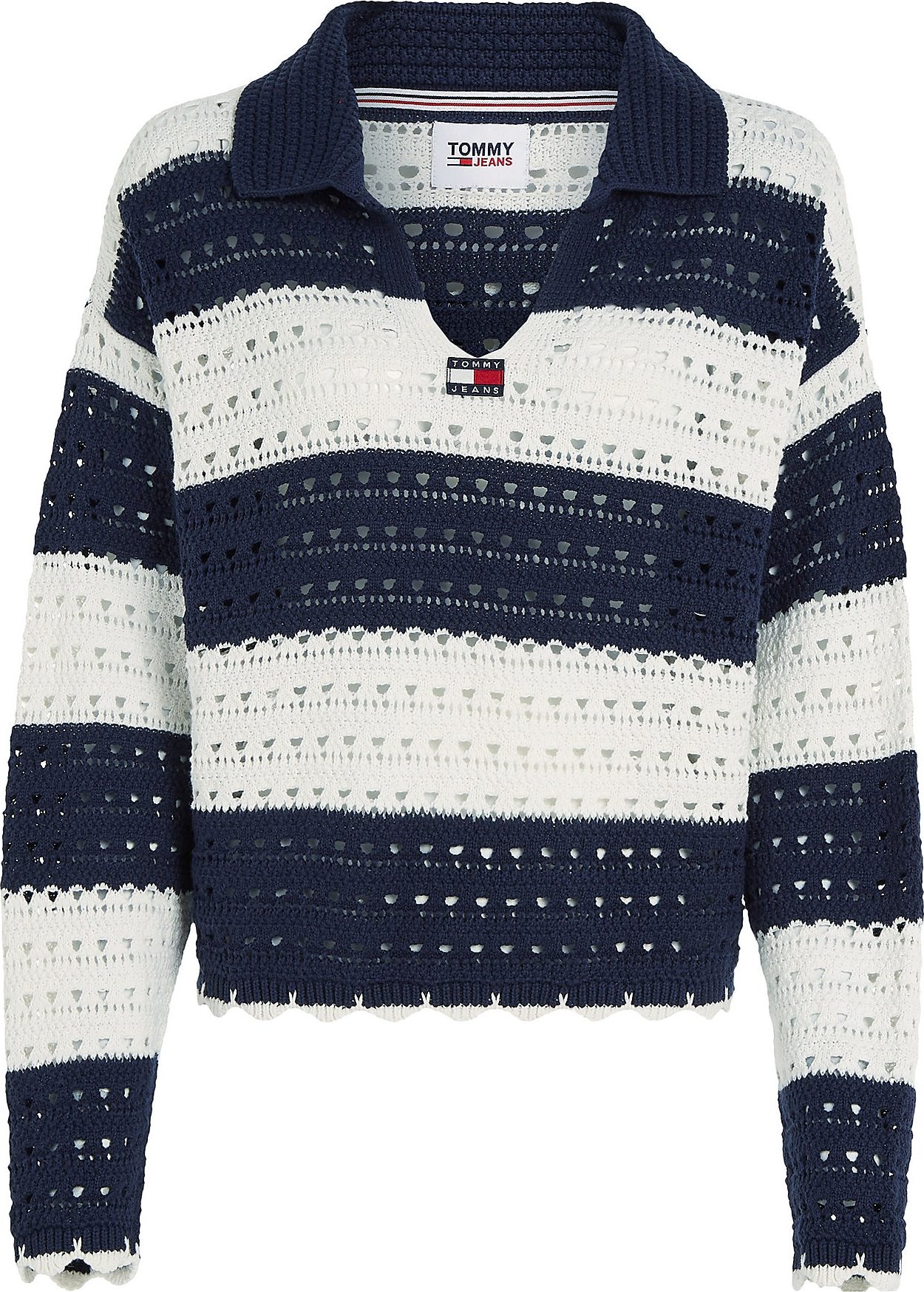 Tommy Jeans Svetr námořnická modř / červená / bílá