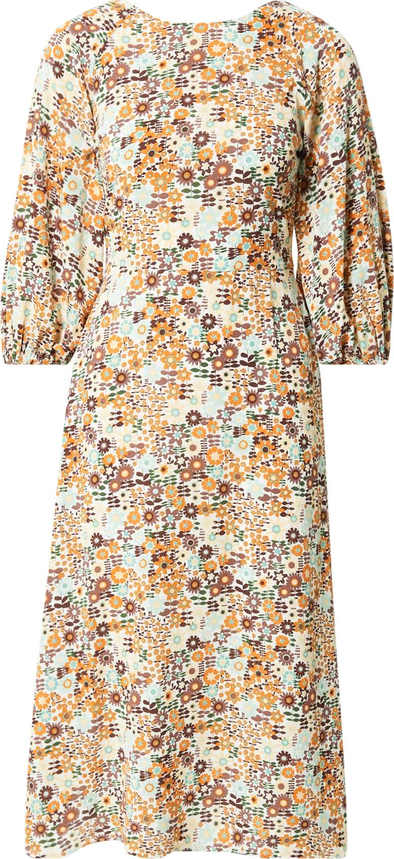 Traffic People Šaty krémová / hnědá / mix barev