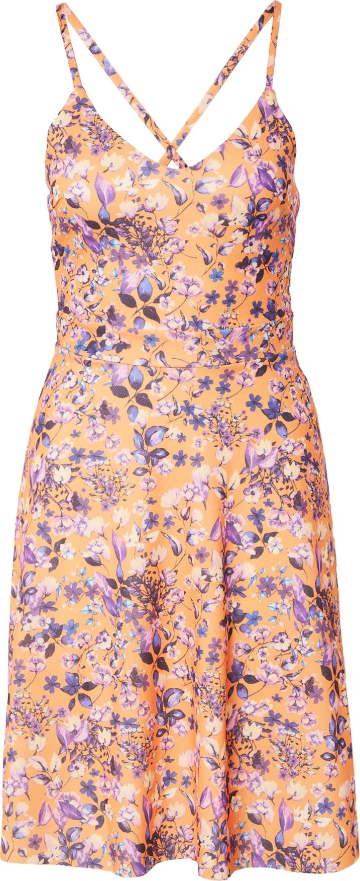 Trendyol Letní šaty béžová / světle fialová / tmavě fialová / oranžová