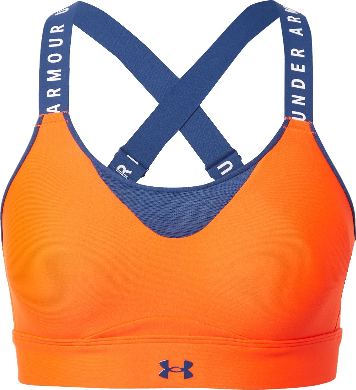 UNDER ARMOUR Sportovní podprsenka 'Infinity High' námořnická modř / oranžová