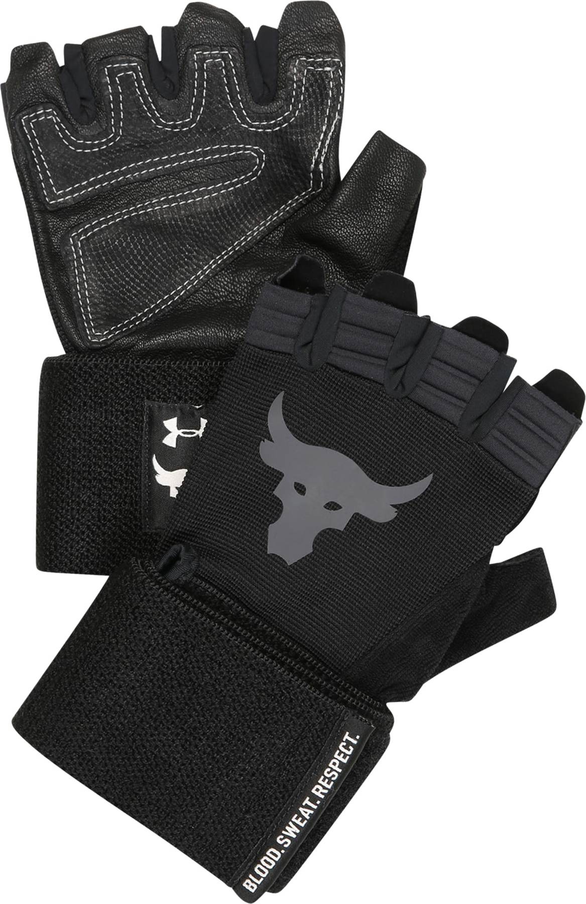 UNDER ARMOUR Sportovní rukavice 'Project Rock' šedá / černá / bílá