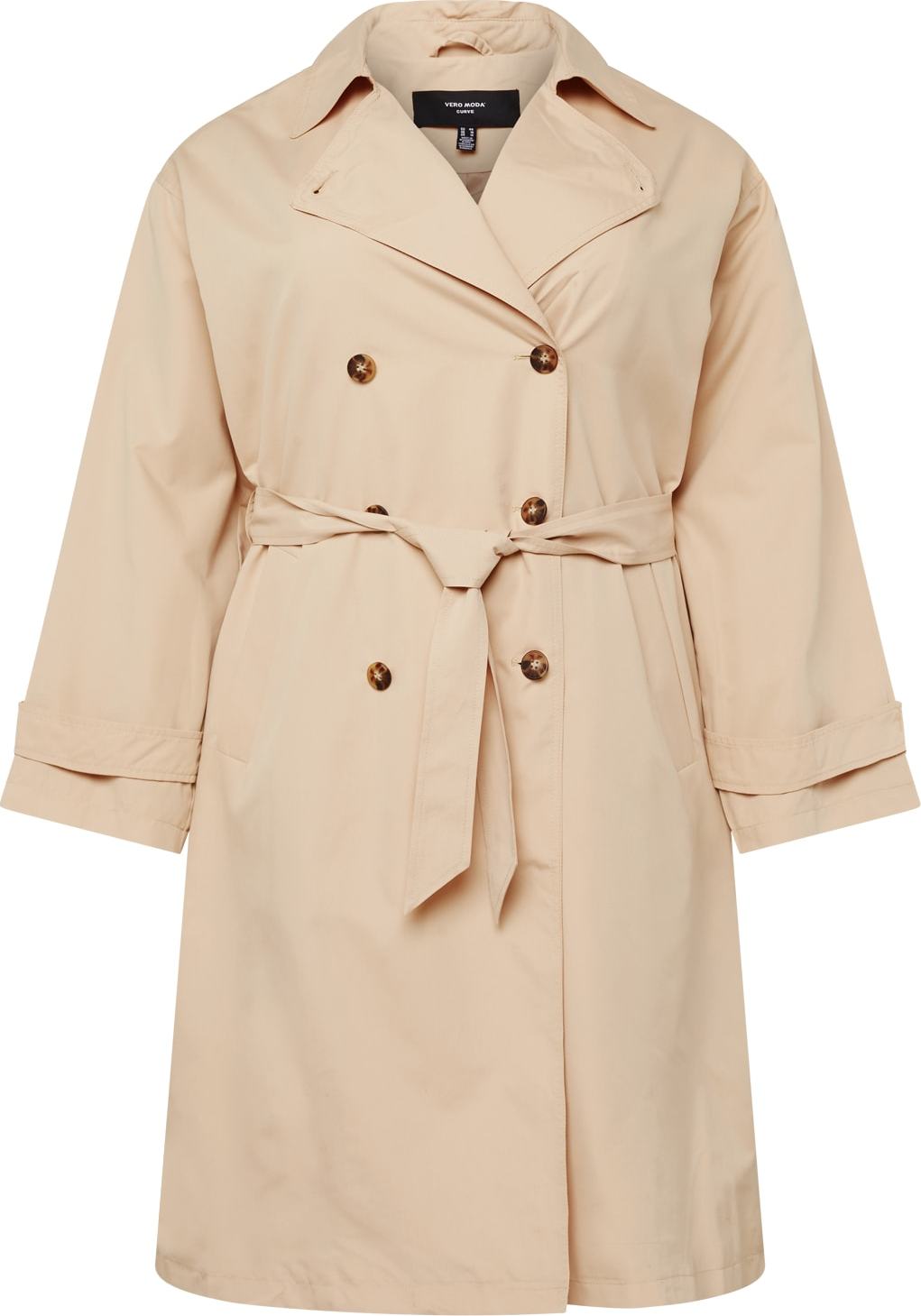 Vero Moda Curve Přechodný kabát tmavě béžová