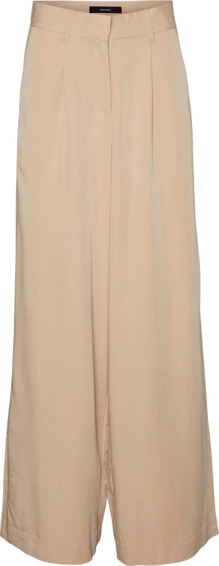 VERO MODA Kalhoty se sklady v pase 'Tilikaya' tmavě béžová