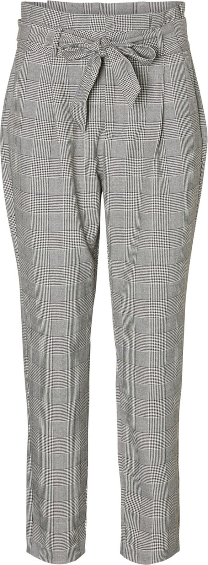 VERO MODA Kalhoty se sklady v pase 'Eva' šedá / černá / bílá