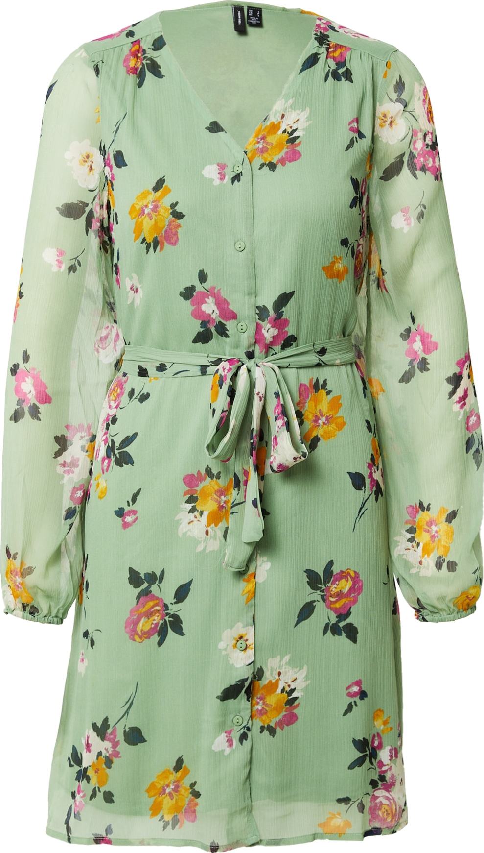 VERO MODA Košilové šaty 'KAYA' světle zelená / mix barev