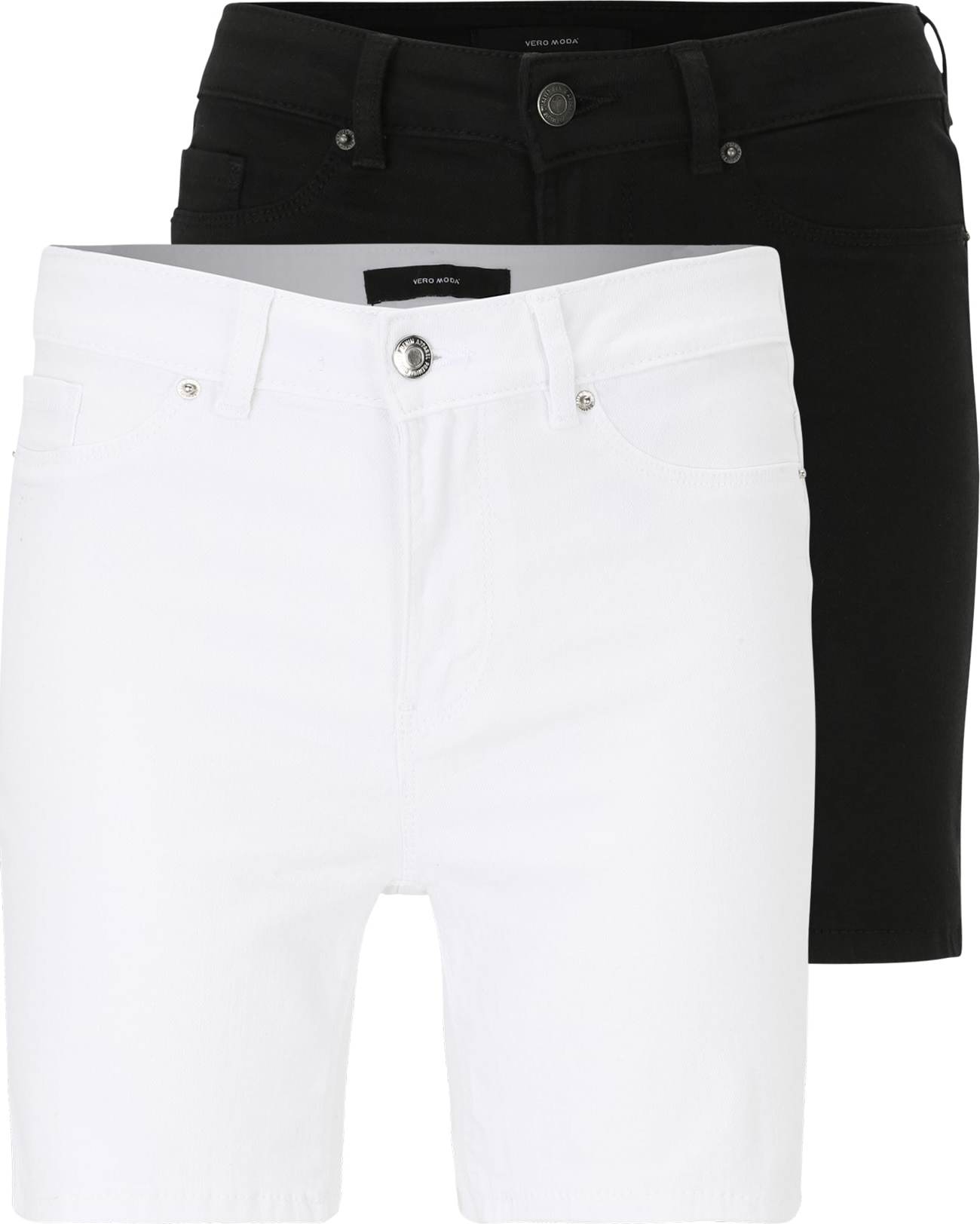 Vero Moda Tall Kalhoty 'HOT SEVEN' černá / bílá