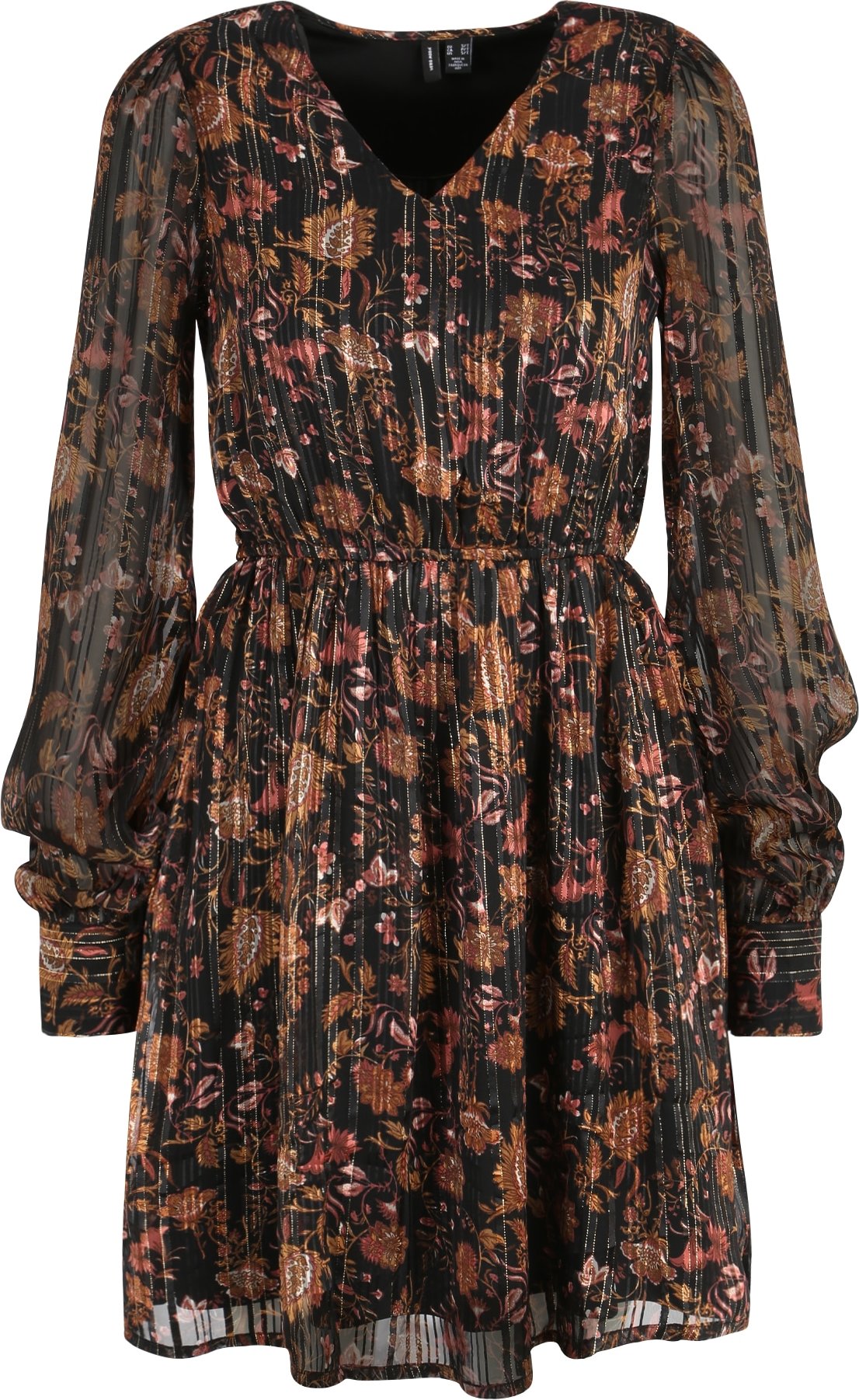 Vero Moda Tall Šaty 'MINA' koňaková / pastelově červená / černá