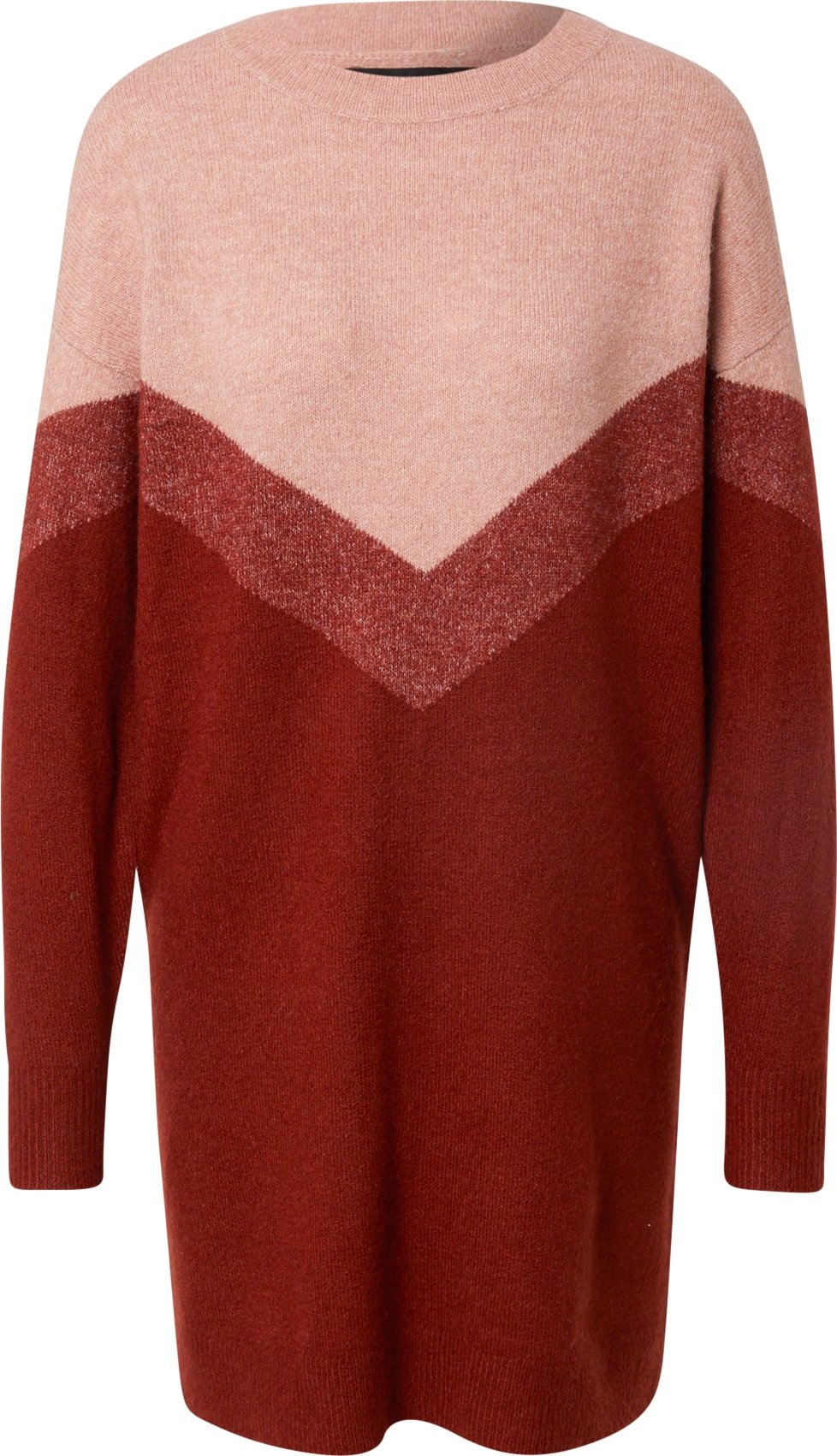 VERO MODA Úpletové šaty 'Gingo' starorůžová / tmavě červená / červený melír