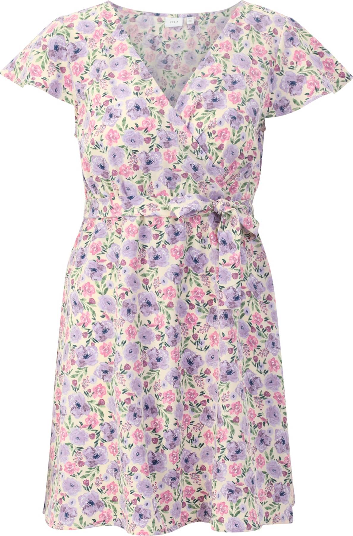 Vila Petite Šaty 'PINI' zelená / světle fialová / světle růžová / barva bílé vlny