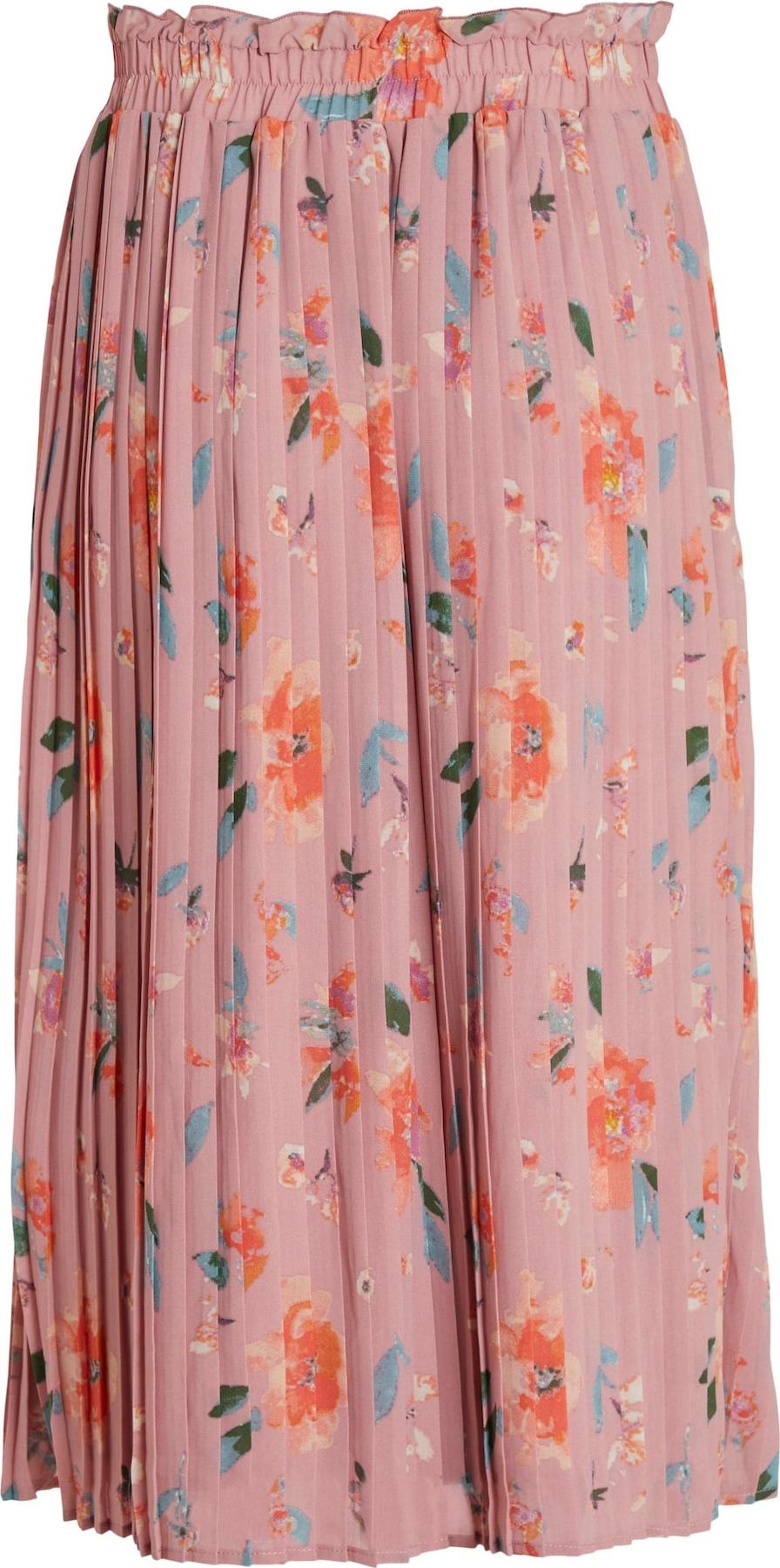 VILA Sukně béžová / světlemodrá / oranžová / starorůžová