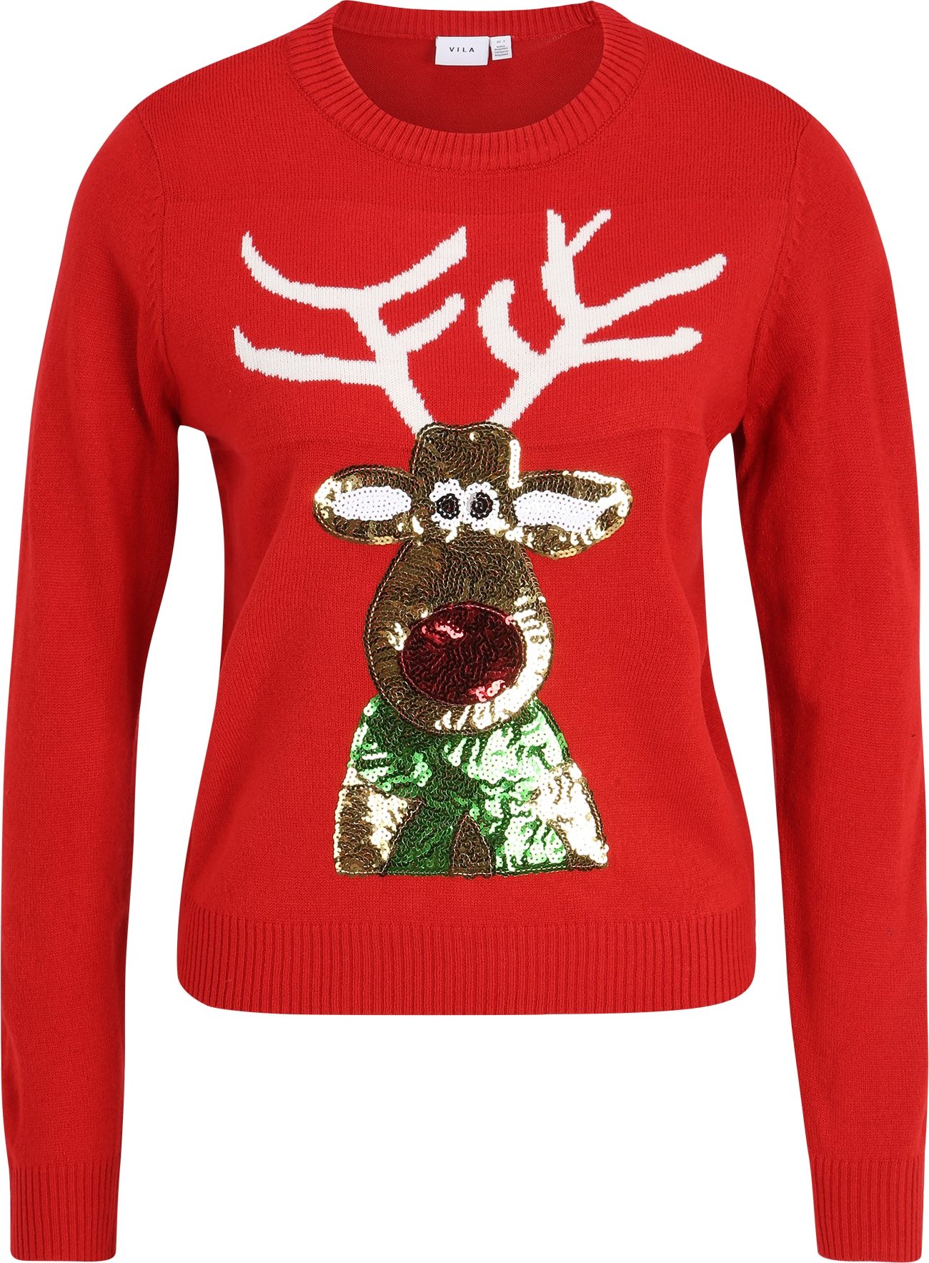 Vila Petite Svetr zlatá / zelená / červená / bílá