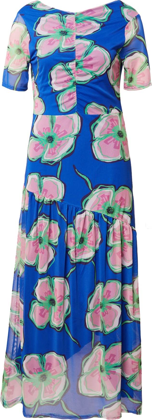 Warehouse Šaty modrá / nefritová / pink / černá