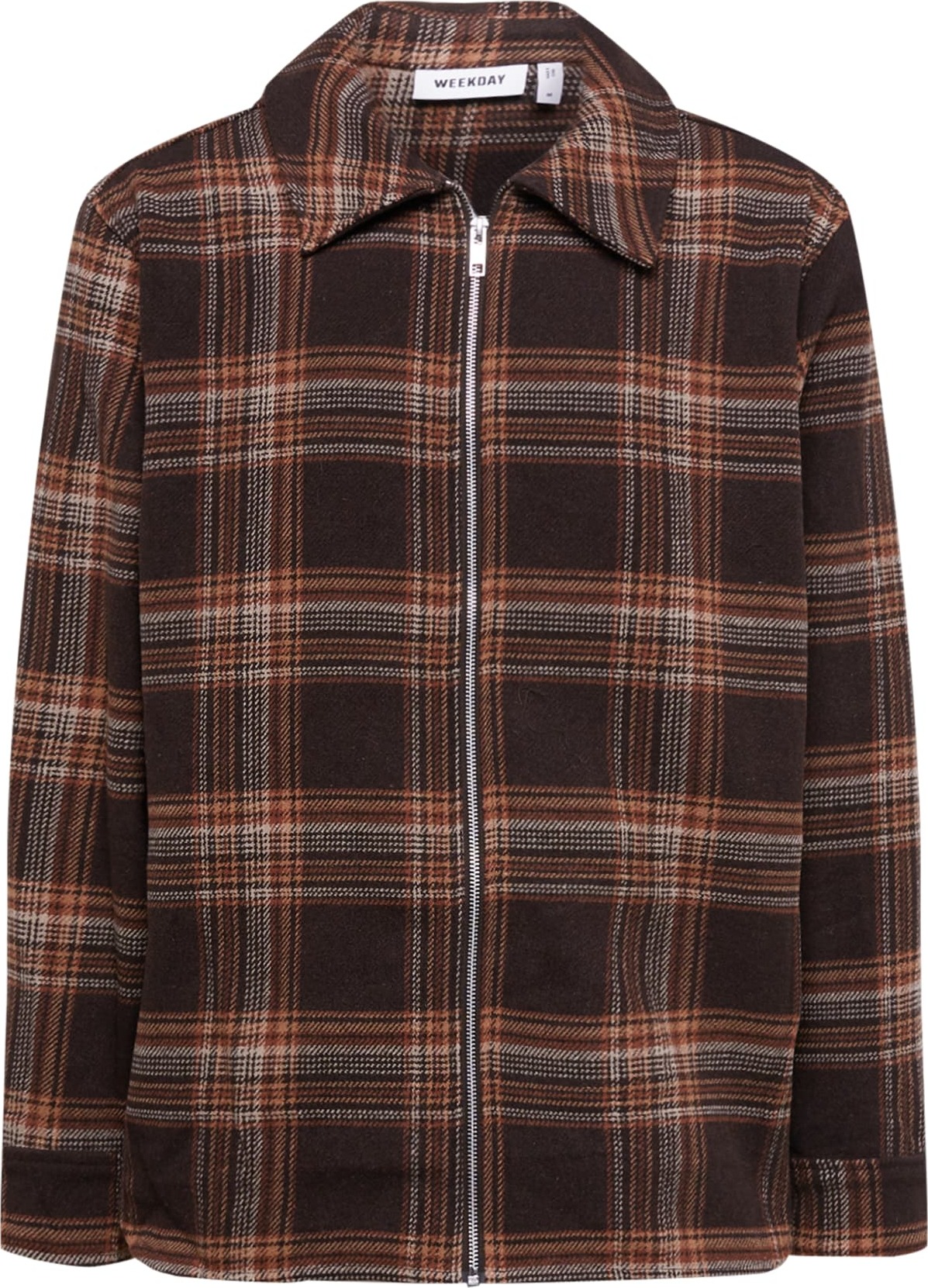 WEEKDAY Přechodná bunda hnědá / karamelová / barva bílé vlny