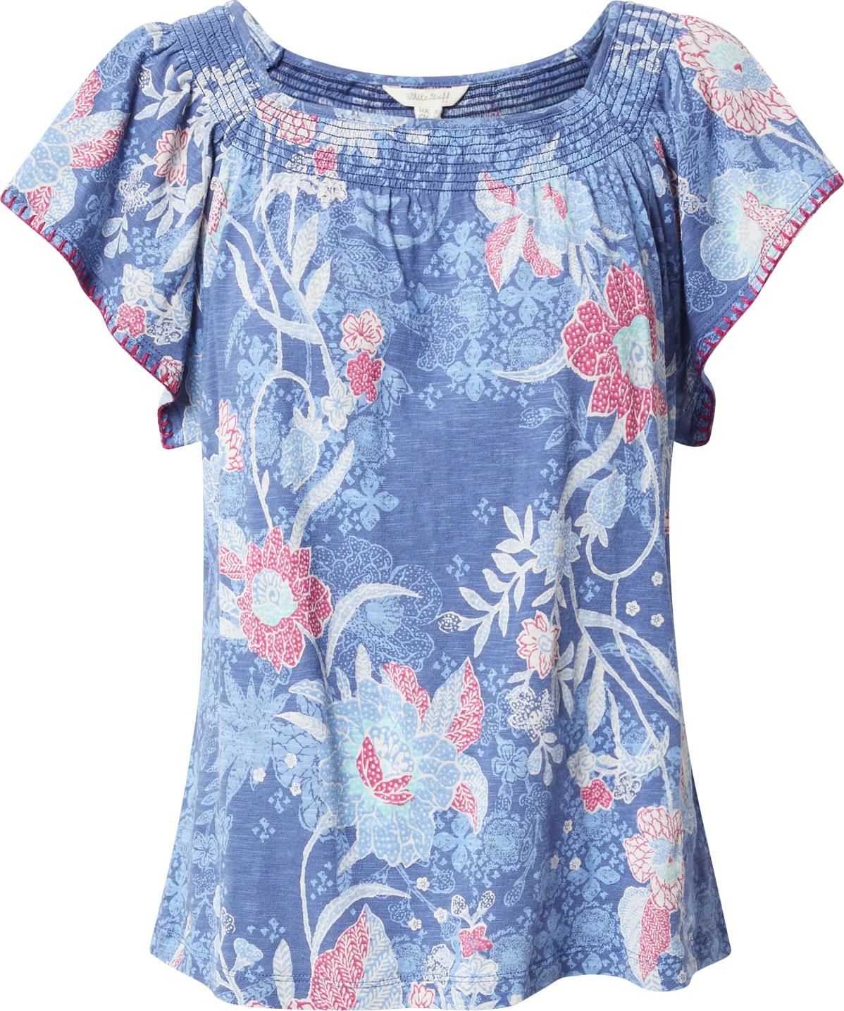 WHITE STUFF Tričko 'Lolita' chladná modrá / světlemodrá / pastelově červená / bílá
