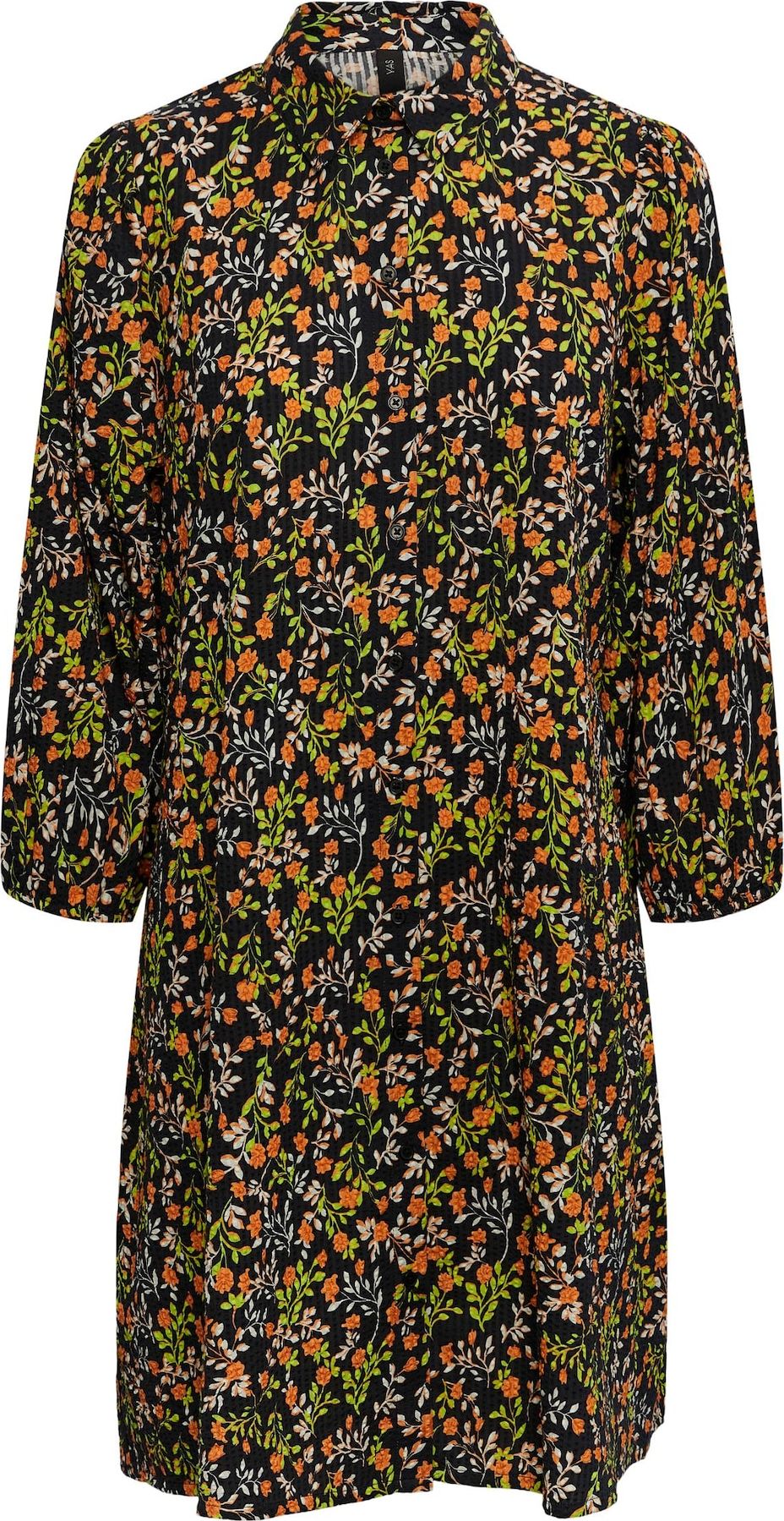 Y.A.S Košilové šaty 'ELNA' rákos / pastelově oranžová / černá / bílá