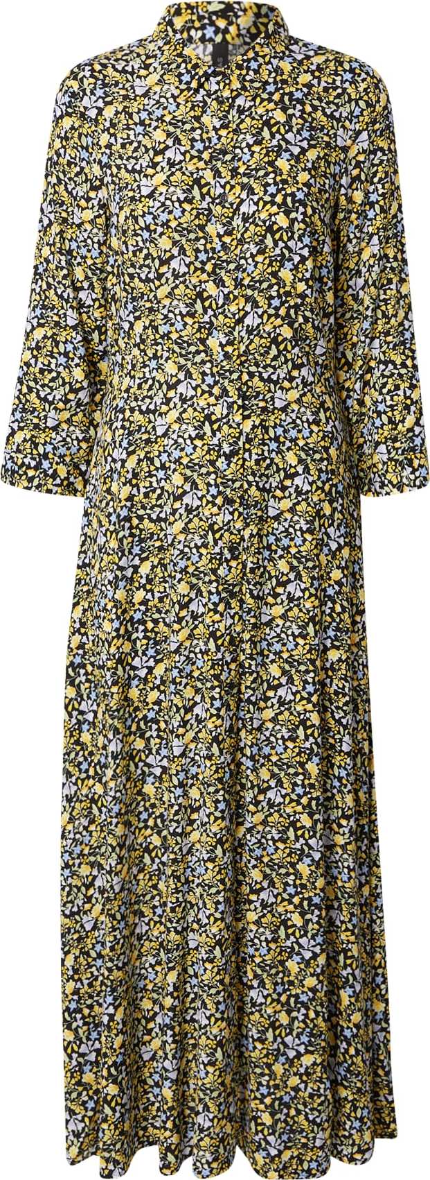 Y.A.S Košilové šaty 'Savanna' světlemodrá / žlutá / černá / bílá