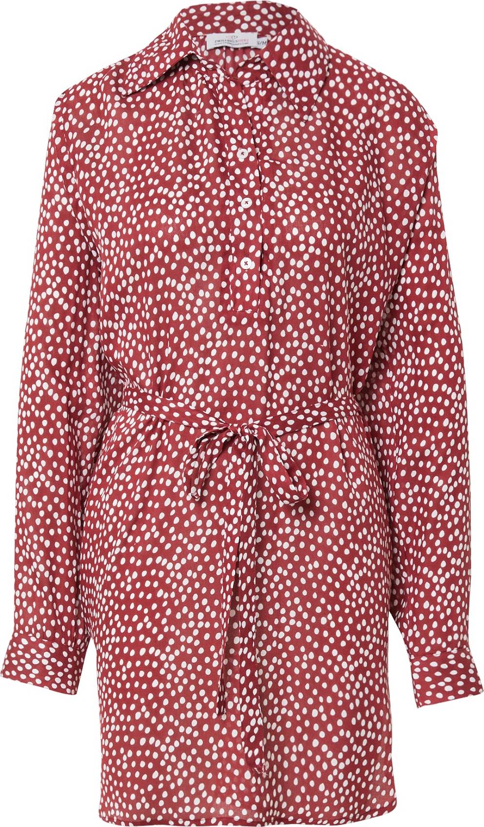 Zwillingsherz Košilové šaty 'Emma' bordó / bílá