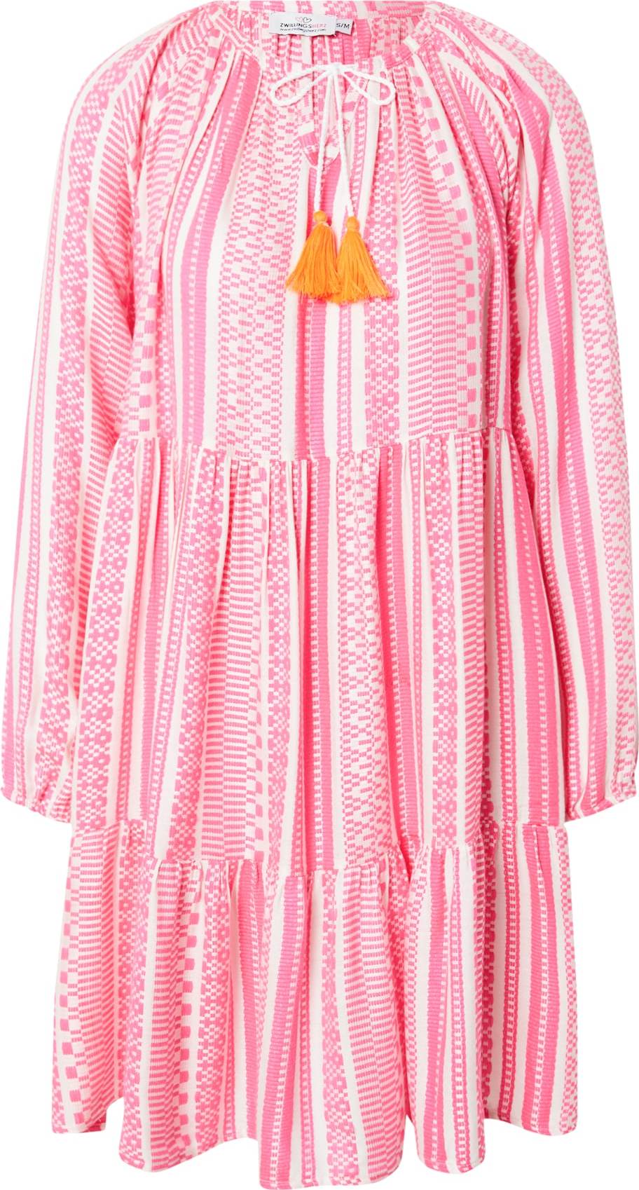 Zwillingsherz Šaty 'Hazel' pink / bílá