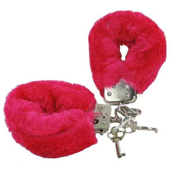 Kovová pouta na ruce oplyšovaná - červená N.M.C.