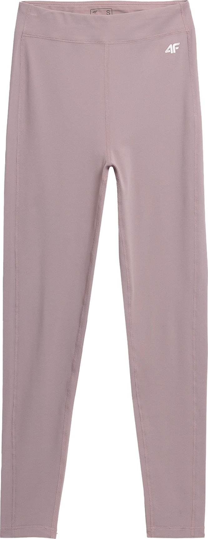 4F Sportovní kalhoty šedobéžová / bílá