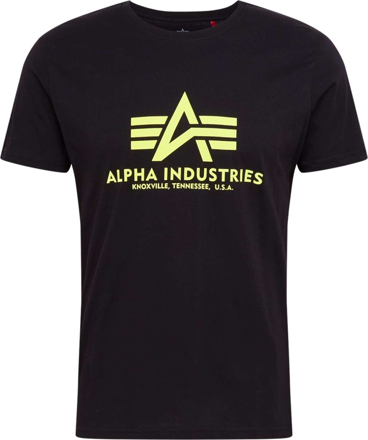 ALPHA INDUSTRIES Tričko 'Basic T Neon Print' svítivě žlutá / černá