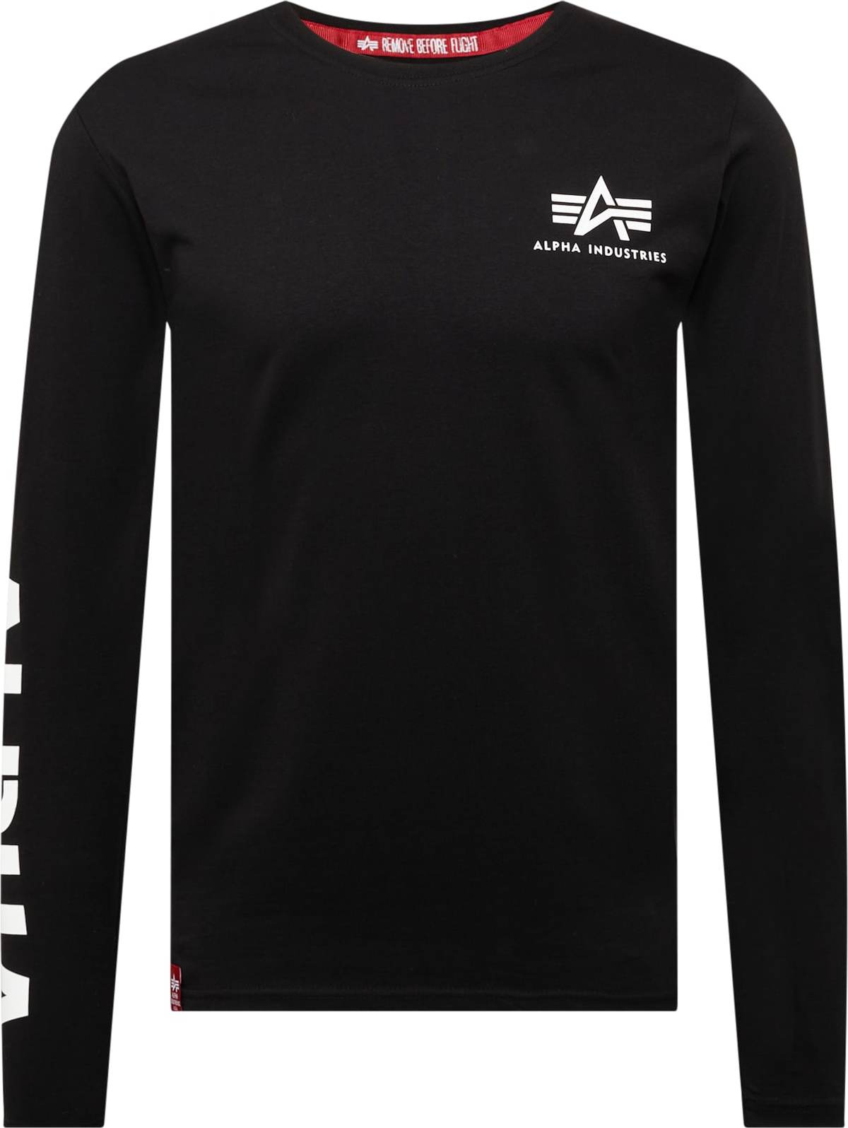 ALPHA INDUSTRIES Tričko černá / bílá