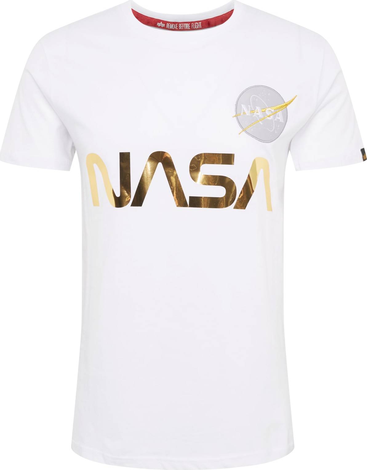 ALPHA INDUSTRIES Tričko 'NASA Reflective' zlatá / bílá