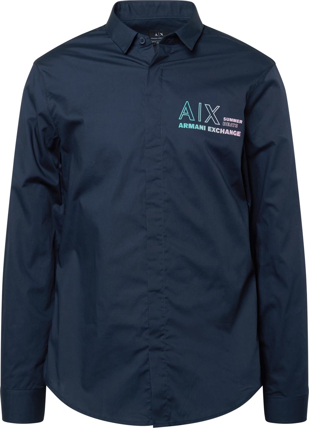 ARMANI EXCHANGE Košile námořnická modř / aqua modrá / orchidej