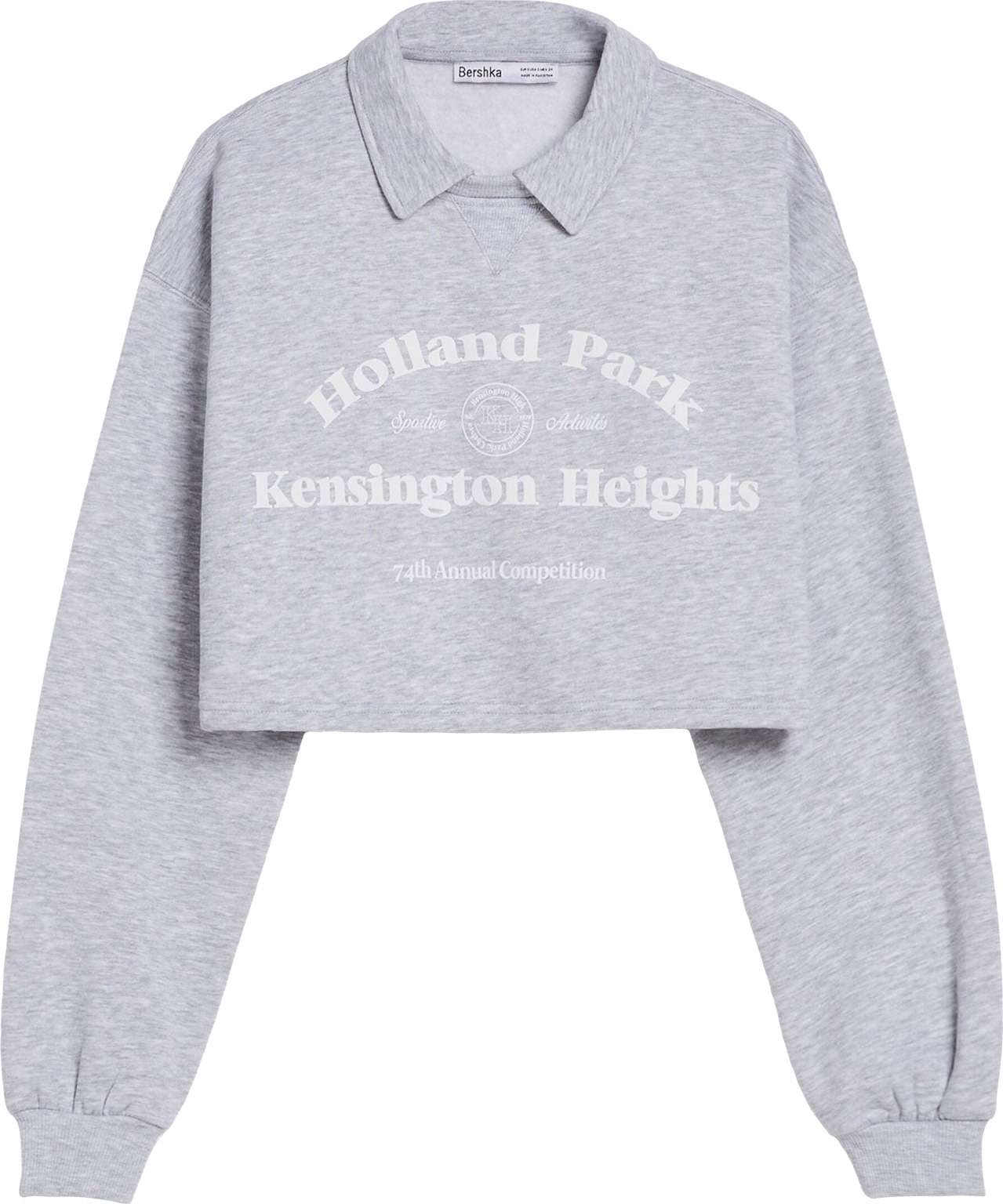 Bershka Mikina šedý melír / bílá