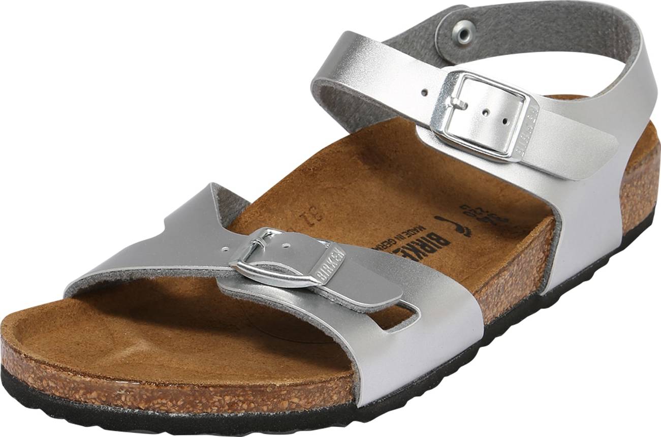 BIRKENSTOCK Sandály 'Rio' stříbrná