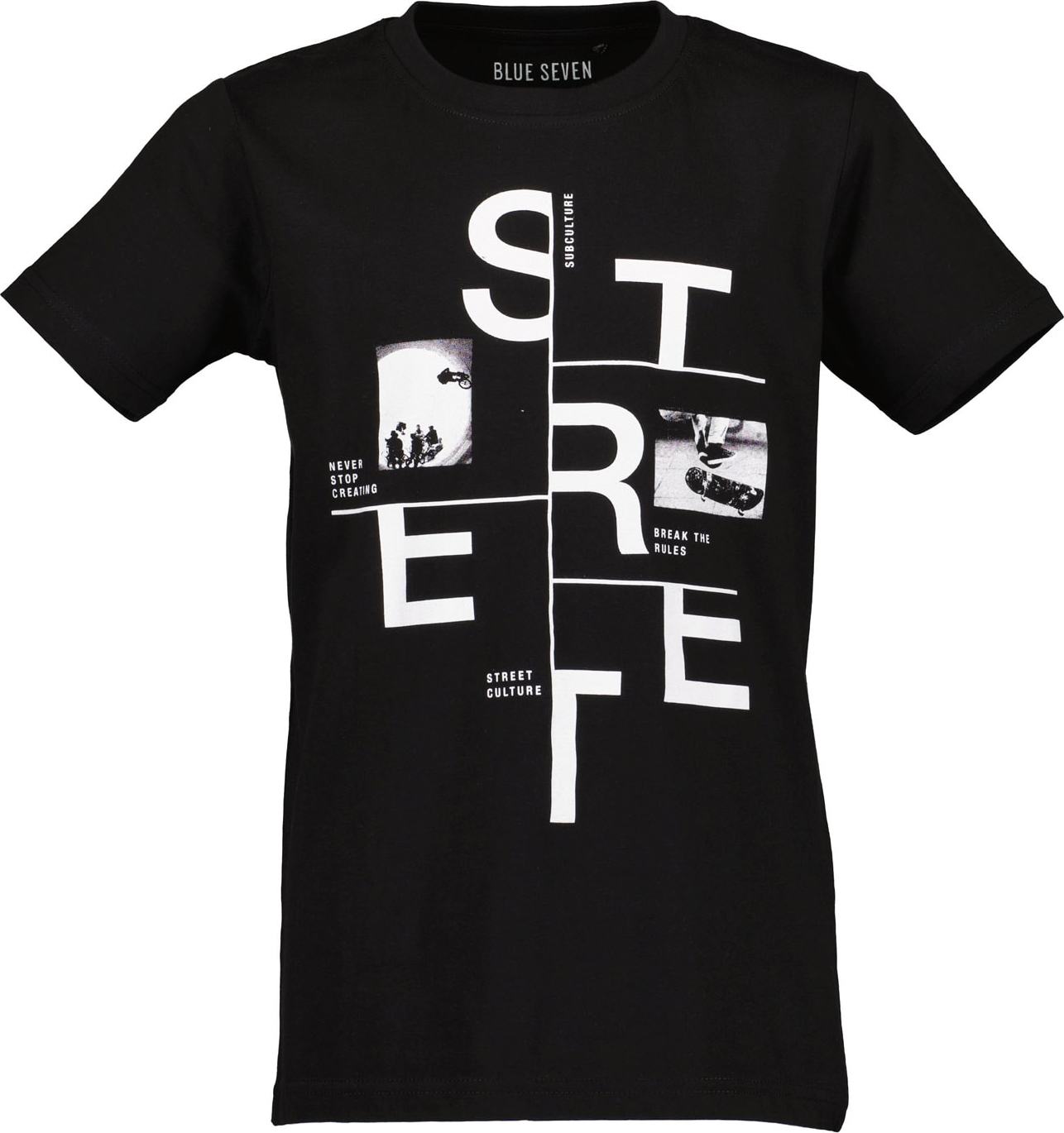 BLUE SEVEN Tričko černá / bílá